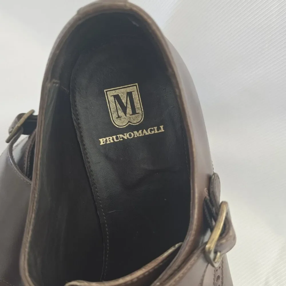 👞 Bruno Magli Alfanzo Shoes – Men's 11M – Dark Brown Monk Strap – Italy Leather